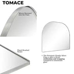 TEHOME Grand miroir de salle de bain mural à cadre métallique arqué