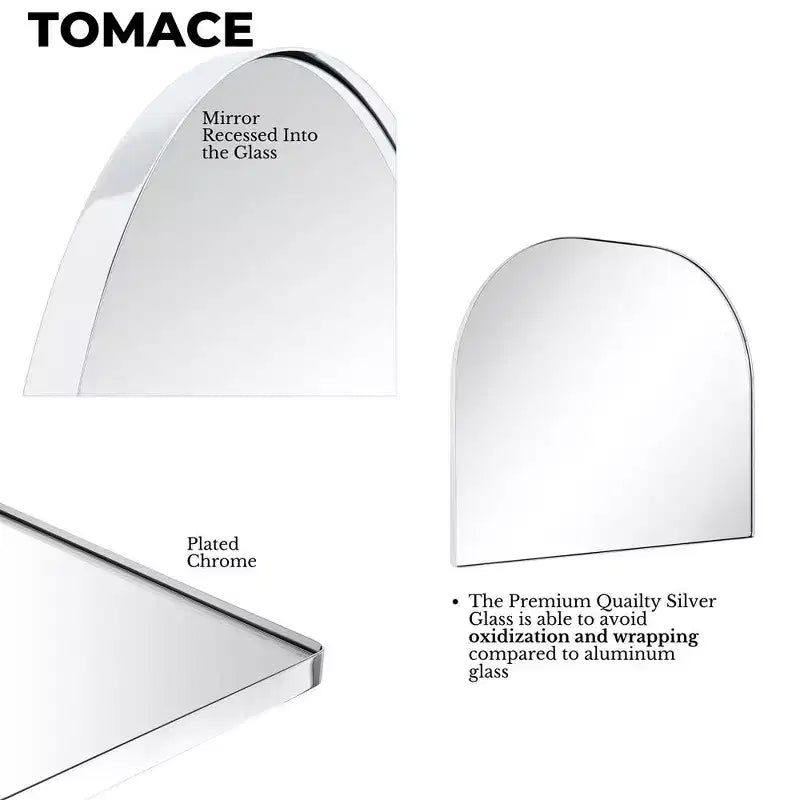 TEHOME Grand miroir de salle de bain mural à cadre métallique arqué