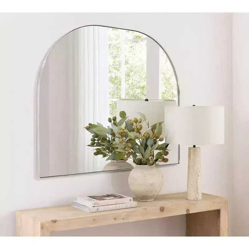 TEHOME Grand miroir de salle de bain mural à cadre métallique arqué