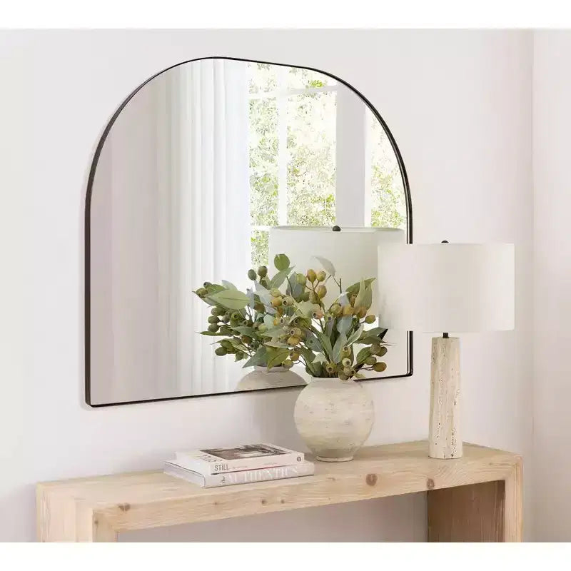 TEHOME Grand miroir de salle de bain mural à cadre métallique arqué