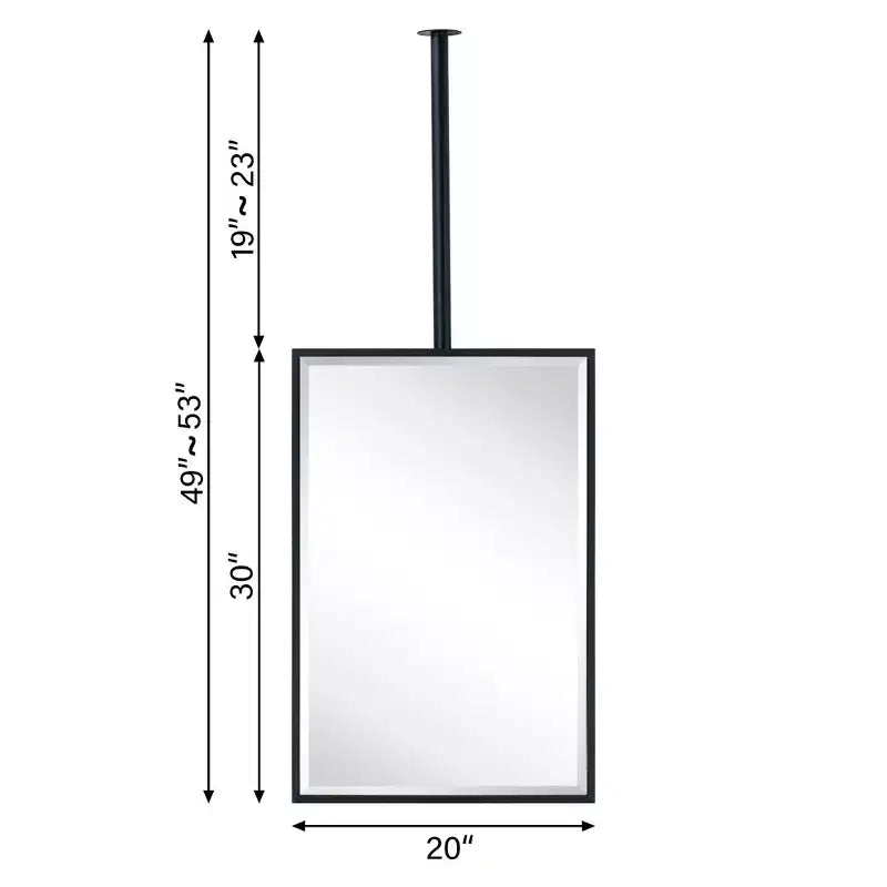 Miroir de salle de bain rectangulaire mural TEHOME Seren 20 po L x 30 po H avec cadre en métal noir mat
