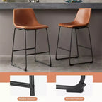 JIONJOY Lot de 2 tabourets de comptoir à structure métallique de 66 cm avec assise en similicuir