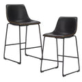 JIONJOY 26 in. Metal Frame Counter Stool with Faux Leather Seat Set of 2