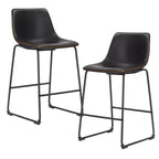 JIONJOY 26 in. Metal Frame Counter Stool with Faux Leather Seat Set of 2