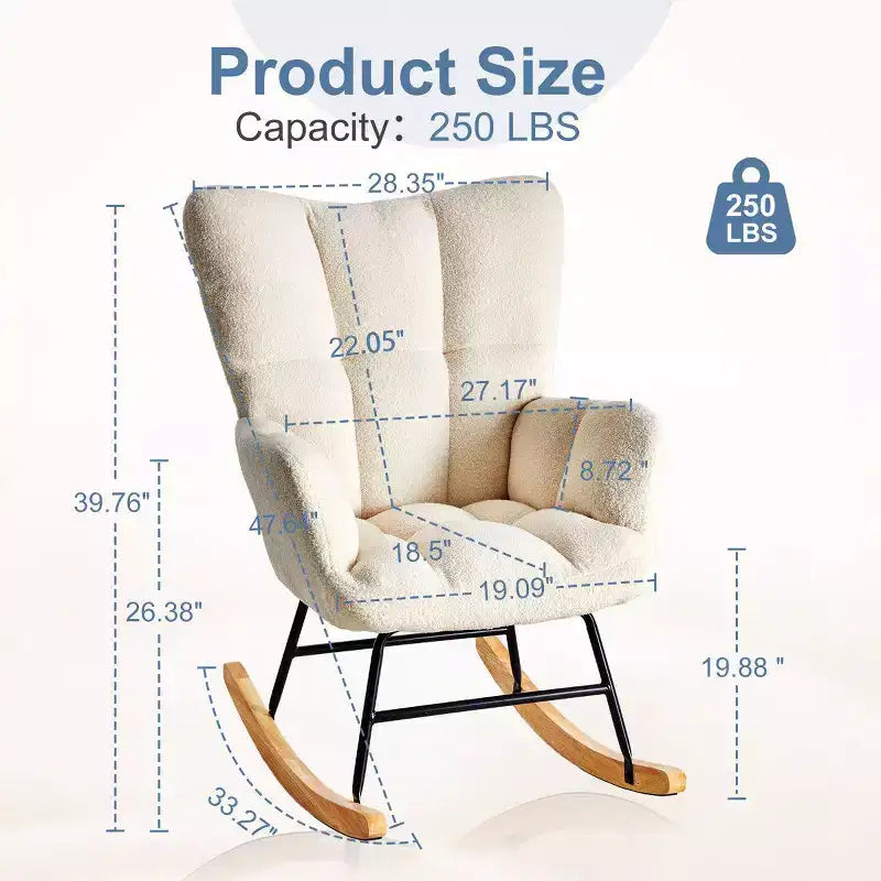 JIONJOY Fauteuil à bascule rembourré