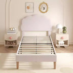 Cadre de lit en bois pour enfants en forme de nuage VECELO, lit plateforme rembourré avec tête de lit réglable, pas besoin de sommier tapissier