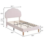 Cadre de lit en bois pour enfants en forme de nuage VECELO, lit plateforme rembourré avec tête de lit réglable, pas besoin de sommier tapissier