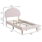 Cadre de lit en bois pour enfants en forme de nuage VECELO, lit plateforme rembourré avec tête de lit réglable, pas besoin de sommier tapissier