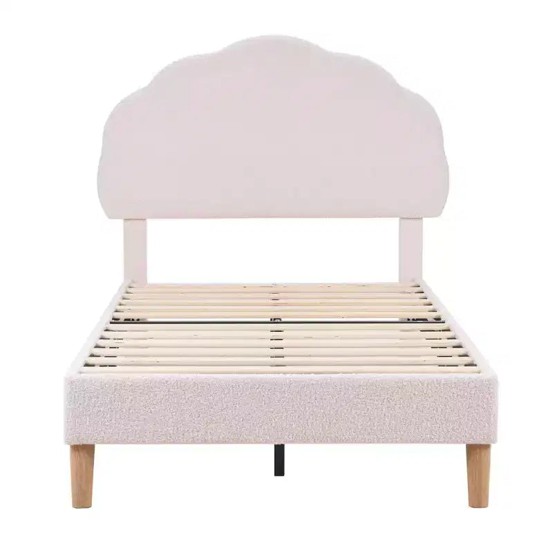 Cadre de lit en bois pour enfants en forme de nuage VECELO, lit plateforme rembourré avec tête de lit réglable, pas besoin de sommier tapissier