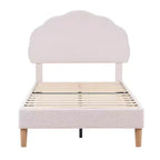Cadre de lit en bois pour enfants en forme de nuage VECELO, lit plateforme rembourré avec tête de lit réglable, pas besoin de sommier tapissier