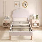 Cadre de lit en bois pour enfants en forme de nuage VECELO, lit plateforme rembourré avec tête de lit réglable, pas besoin de sommier tapissier