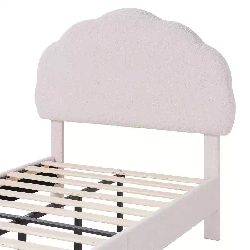 Cadre de lit en bois pour enfants en forme de nuage VECELO, lit plateforme rembourré avec tête de lit réglable, pas besoin de sommier tapissier
