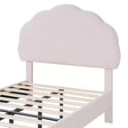 Cadre de lit en bois pour enfants en forme de nuage VECELO, lit plateforme rembourré avec tête de lit réglable, pas besoin de sommier tapissier