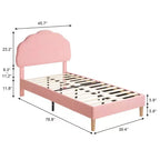 Cadre de lit en bois pour enfants en forme de nuage VECELO, lit plateforme rembourré avec tête de lit réglable, pas besoin de sommier tapissier