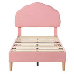 Cadre de lit en bois pour enfants en forme de nuage VECELO, lit plateforme rembourré avec tête de lit réglable, pas besoin de sommier tapissier