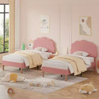 Cadre de lit en bois pour enfants en forme de nuage VECELO, lit plateforme rembourré avec tête de lit réglable, pas besoin de sommier tapissier