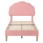 Cadre de lit en bois pour enfants en forme de nuage VECELO, lit plateforme rembourré avec tête de lit réglable, pas besoin de sommier tapissier