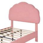 Cadre de lit en bois pour enfants en forme de nuage VECELO, lit plateforme rembourré avec tête de lit réglable, pas besoin de sommier tapissier