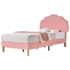 Cadre de lit en bois pour enfants en forme de nuage VECELO, lit plateforme rembourré avec tête de lit réglable, pas besoin de sommier tapissier