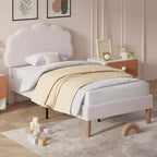 Cadre de lit en bois pour enfants en forme de nuage VECELO, lit plateforme rembourré avec tête de lit réglable, pas besoin de sommier tapissier