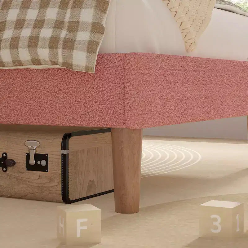 Cadre de lit en bois pour enfants en forme de nuage VECELO, lit plateforme rembourré avec tête de lit réglable, pas besoin de sommier tapissier