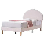 Cadre de lit en bois pour enfants en forme de nuage VECELO, lit plateforme rembourré avec tête de lit réglable, pas besoin de sommier tapissier