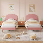 Cadre de lit en bois pour enfants en forme de nuage VECELO, lit plateforme rembourré avec tête de lit réglable, pas besoin de sommier tapissier
