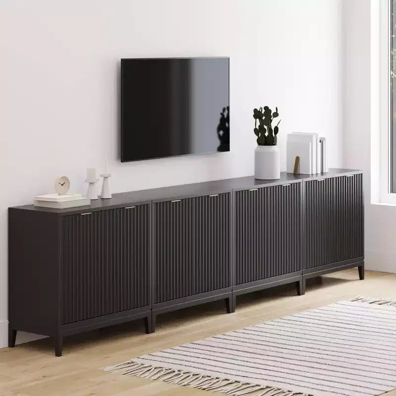 Nathan James Lot de 4 consoles Jasper en bois cannelé avec portes