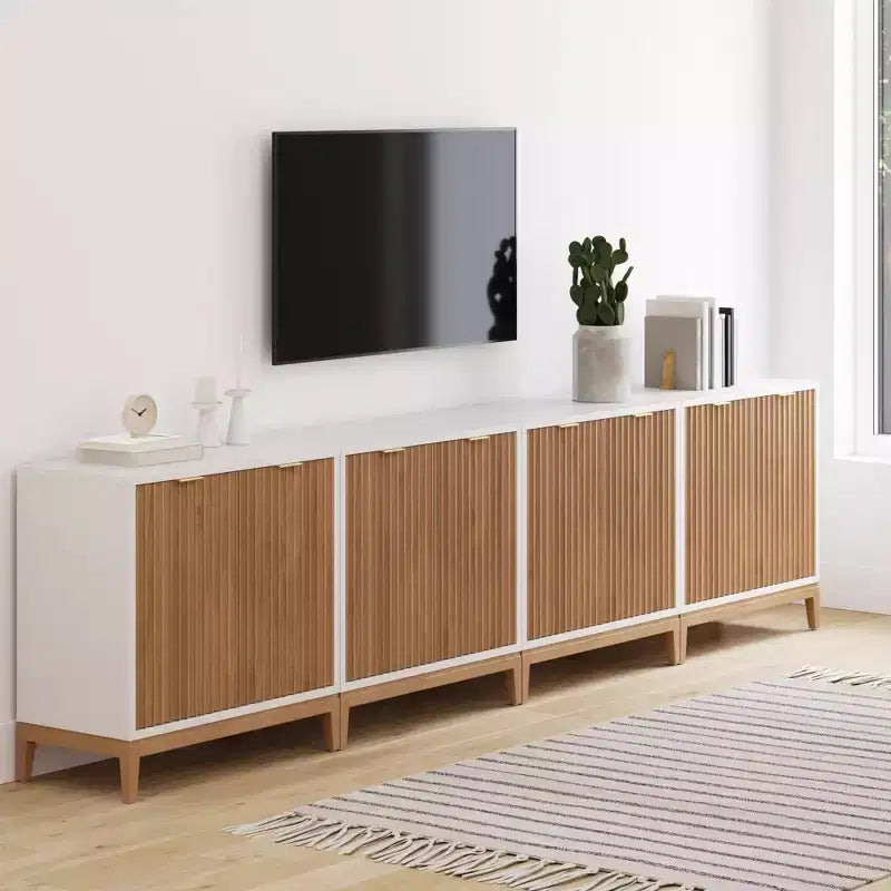 Nathan James Lot de 4 consoles Jasper en bois cannelé avec portes