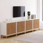 Nathan James Lot de 4 consoles Jasper en bois cannelé avec portes