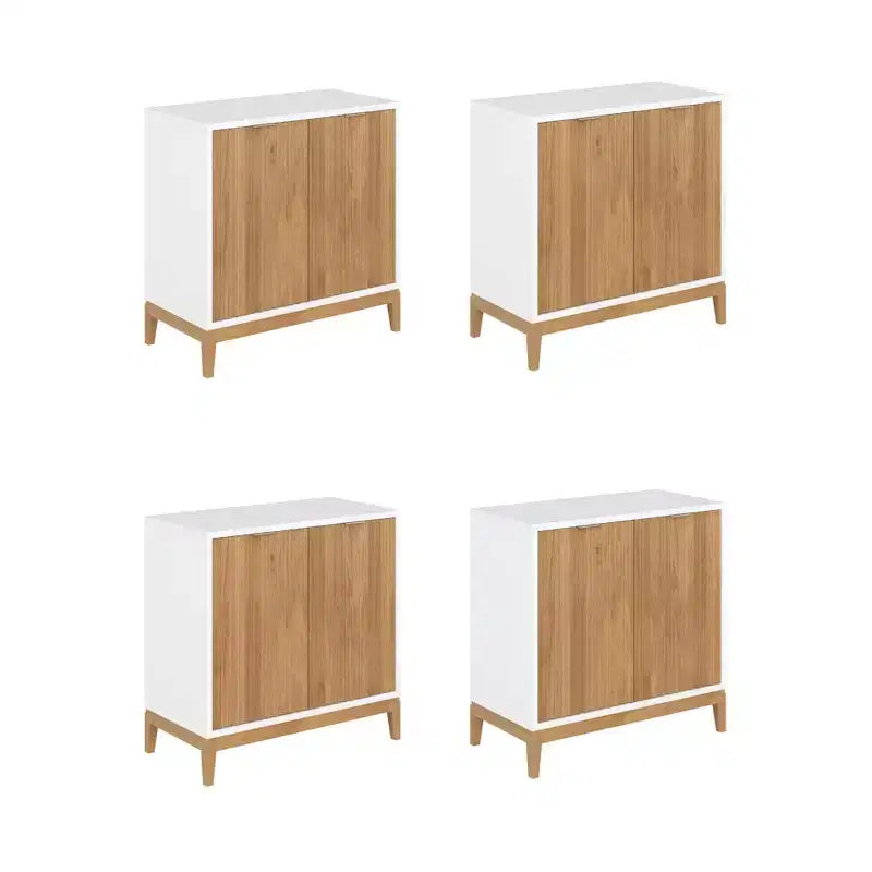 Nathan James Lot de 4 consoles Jasper en bois cannelé avec portes