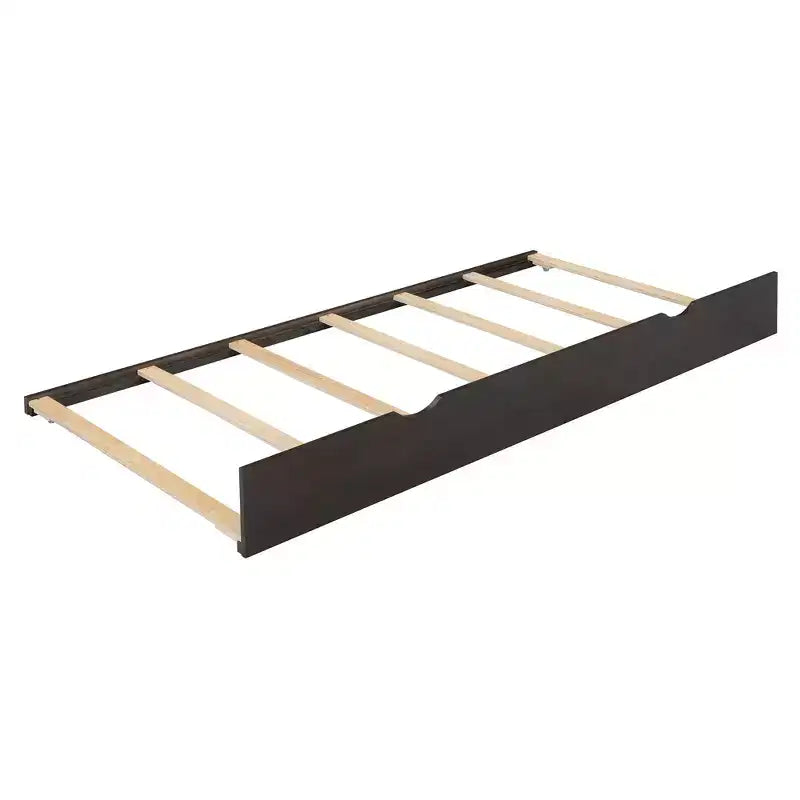 Lit plateforme queen en bois avec lit gigogne et 2 tiroirs, accents en rotin Bed 4S - ModernLuxe