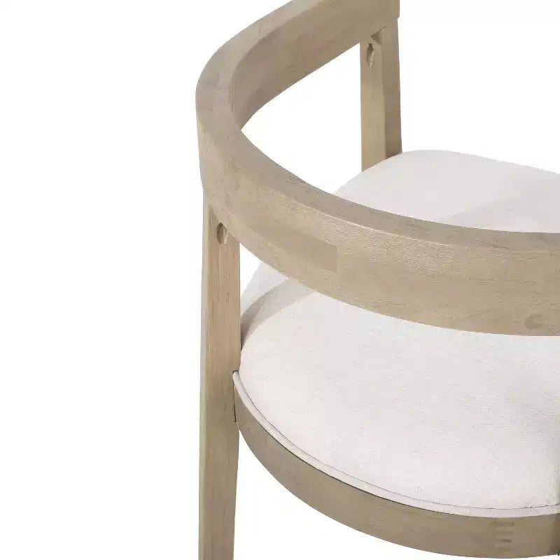 Lot de 2 chaises de salle à manger rétro avec accoudoirs et pieds en bois d'hévéa, Naturel+Beige 4S - HABITRIO