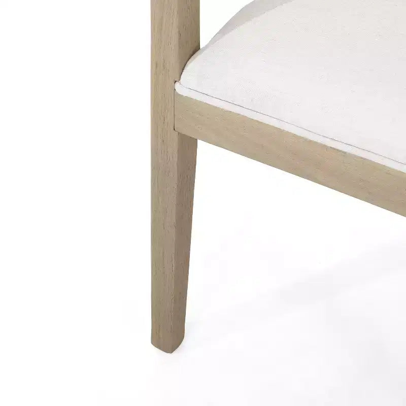Lot de 2 chaises de salle à manger rétro avec accoudoirs et pieds en bois d'hévéa, Naturel+Beige 4S - HABITRIO