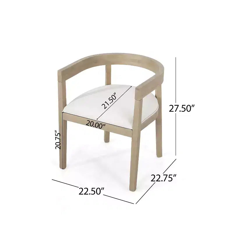 Lot de 2 chaises de salle à manger rétro avec accoudoirs et pieds en bois d'hévéa, Naturel+Beige 4S - HABITRIO