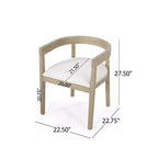 Lot de 2 chaises de salle à manger rétro avec accoudoirs et pieds en bois d'hévéa, Naturel+Beige 4S - HABITRIO