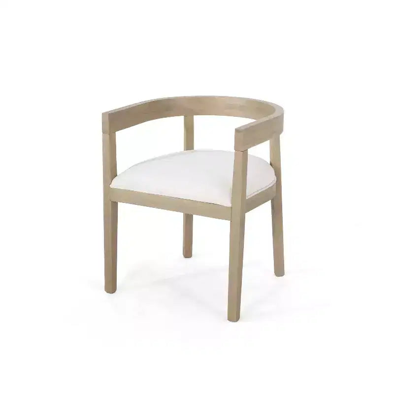 Lot de 2 chaises de salle à manger rétro avec accoudoirs et pieds en bois d'hévéa, Naturel+Beige 4S - HABITRIO