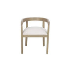 Lot de 2 chaises de salle à manger rétro avec accoudoirs et pieds en bois d'hévéa, Naturel+Beige 4S - HABITRIO
