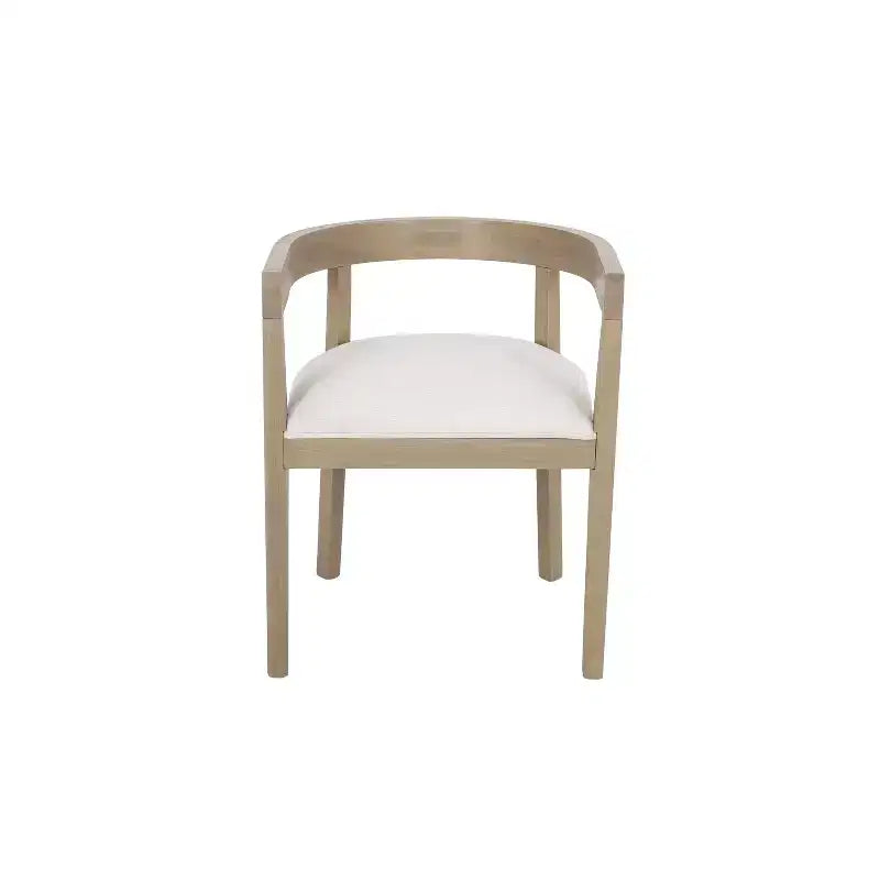 Lot de 2 chaises de salle à manger rétro avec accoudoirs et pieds en bois d'hévéa, Naturel+Beige 4S - HABITRIO