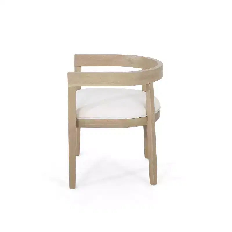 Lot de 2 chaises de salle à manger rétro avec accoudoirs et pieds en bois d'hévéa, Naturel+Beige 4S - HABITRIO