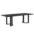 Table à manger 95L pour 8 personnes, tables de cuisine rectangulaires en bois massif de style ferme classique, Noir - HABITRIO