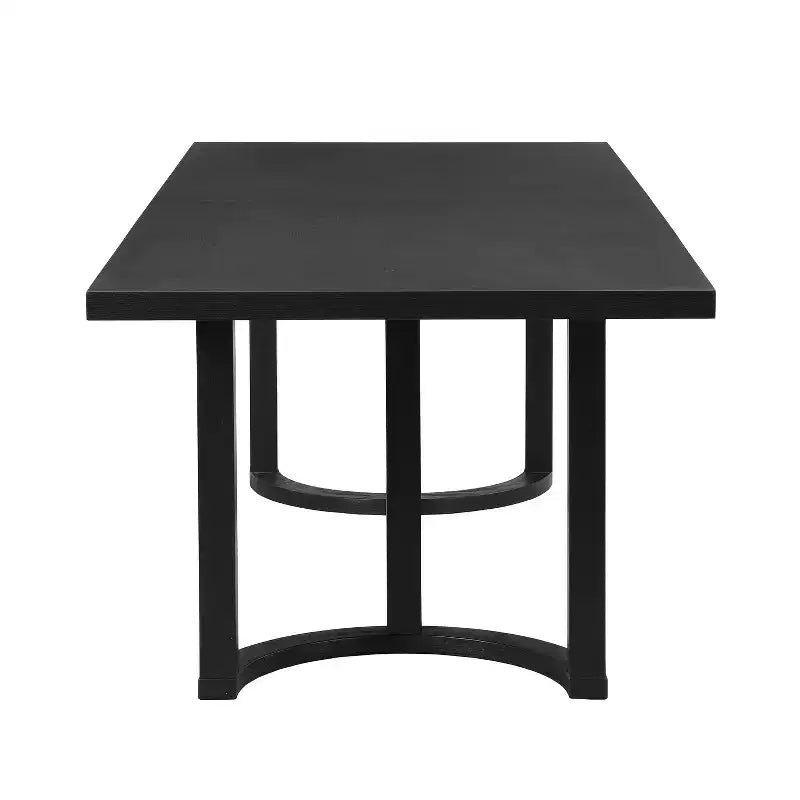 Table à manger 95L pour 8 personnes, tables de cuisine rectangulaires en bois massif de style ferme classique, Noir - HABITRIO
