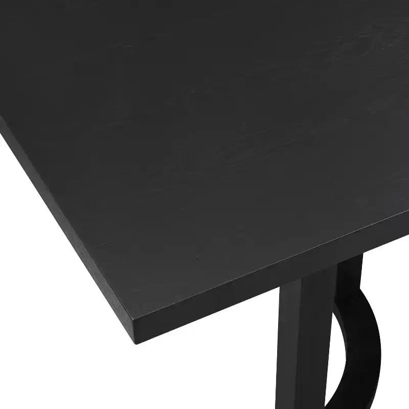 Table à manger 95L pour 8 personnes, tables de cuisine rectangulaires en bois massif de style ferme classique, Noir - HABITRIO