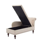 HYLEORY Chaise longue de rangement, fauteuil d'appoint moderne en velours capitonné avec pieds en bois massif et oreiller lombaire (accoudoir droit)