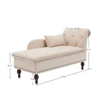 HYLEORY Chaise longue de rangement, fauteuil d'appoint moderne en velours capitonné avec pieds en bois massif et oreiller lombaire (accoudoir droit)