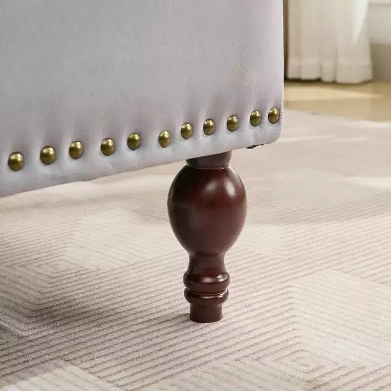HYLEORY Chaise longue de rangement, fauteuil d'appoint moderne en velours capitonné avec pieds en bois massif et oreiller lombaire (accoudoir droit)