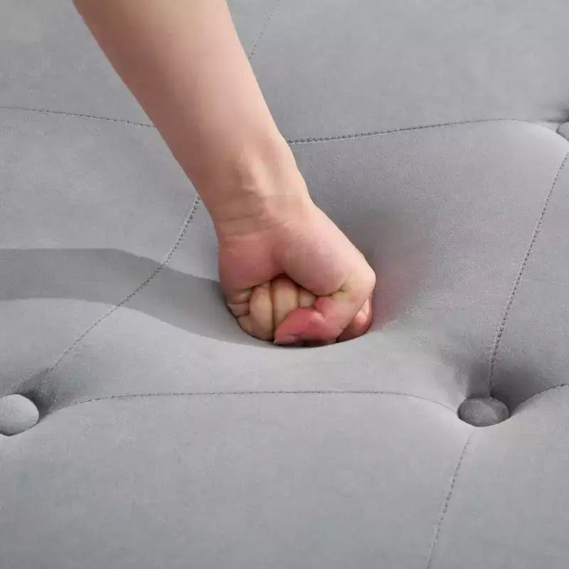 HYLEORY Chaise longue de rangement, fauteuil d'appoint moderne en velours capitonné avec pieds en bois massif et oreiller lombaire (accoudoir droit)