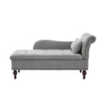 HYLEORY Chaise longue de rangement, fauteuil d'appoint moderne en velours capitonné avec pieds en bois massif et oreiller lombaire (accoudoir droit)