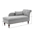 HYLEORY Chaise longue de rangement, fauteuil d'appoint moderne en velours capitonné avec pieds en bois massif et oreiller lombaire (accoudoir droit)