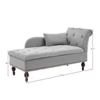 HYLEORY Chaise longue de rangement, fauteuil d'appoint moderne en velours capitonné avec pieds en bois massif et oreiller lombaire (accoudoir droit)